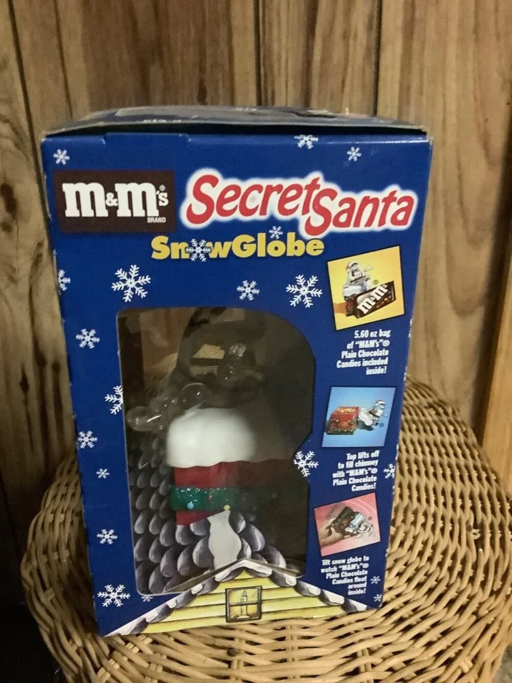 Vintage M&M's Secret Santa Snow Globe -- NIB
